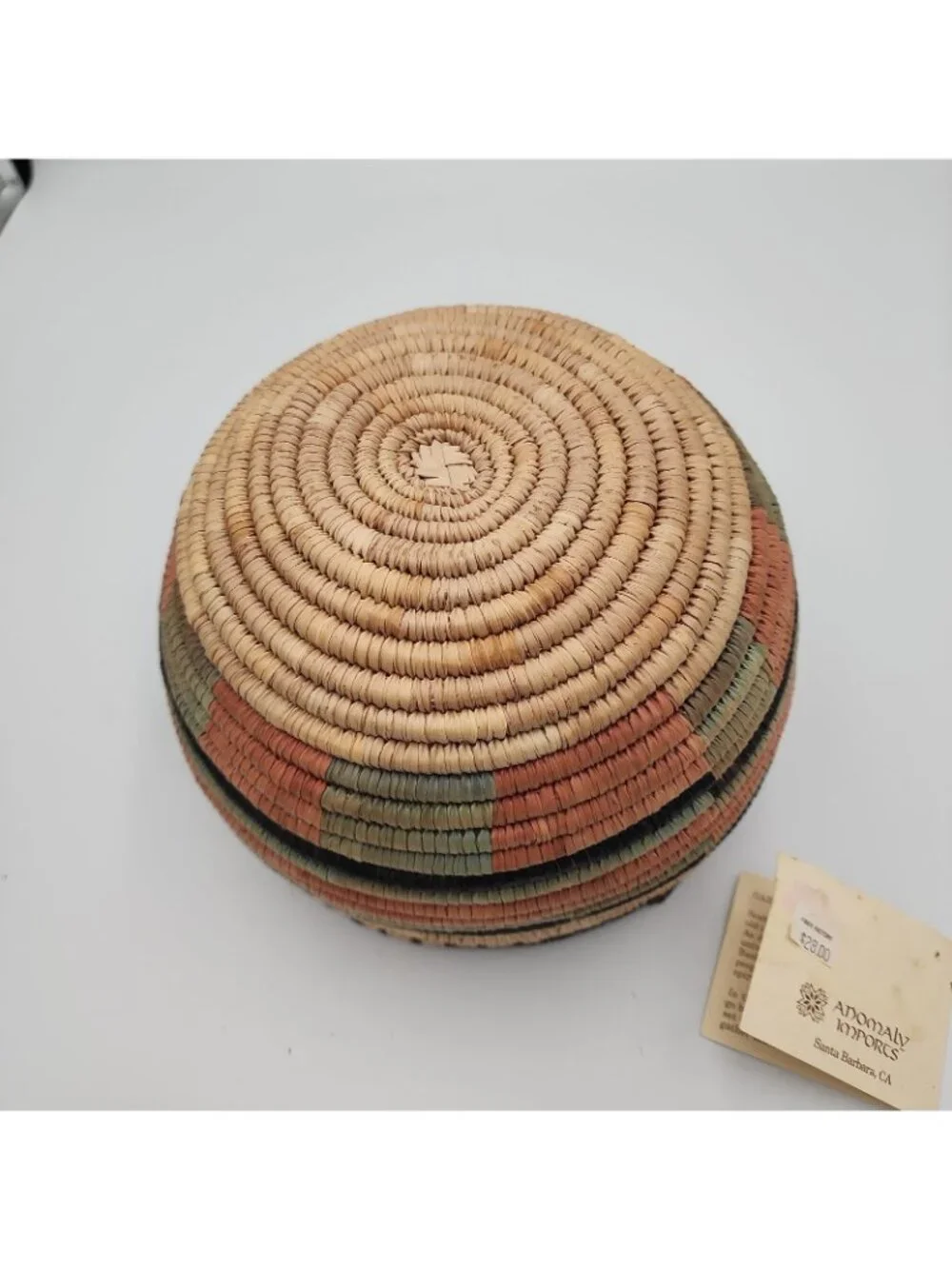 VINTAGE GRASS WOVEN COLORFUL Harvest BASKET Southwest 8.5x6
